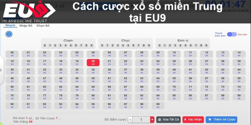 Cách chơi xổ số miền Trung tại EU9
